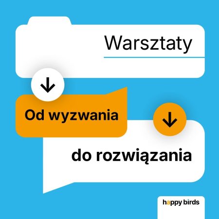 Grafika z napisem: Warsztaty - od wyzwania do rozwiązania